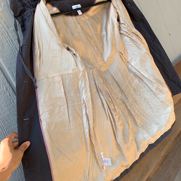 LOFT button up high collar satin lined trench coat - Picture 14 of 16